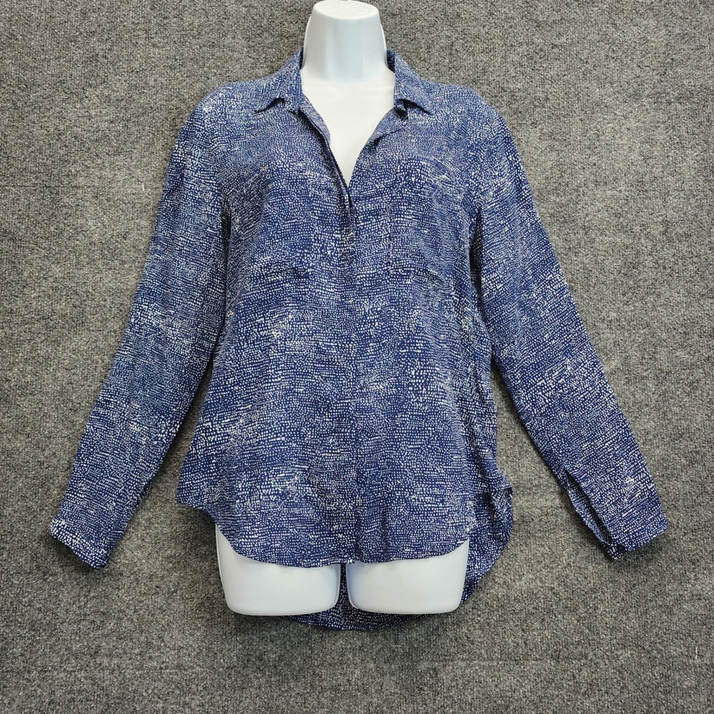 Cloth & Stone Anthropologie Women's Blue Dot Rayon Boho Coastal Button Shirt S
